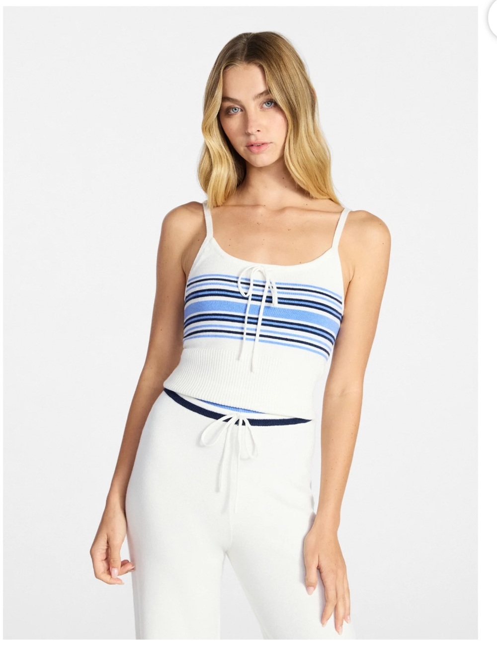 NWT No Boundaries Blue Stripe Ribbed Sweater Knit Cami Tank Top M
